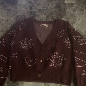 SO Women's Cropped Burgundy Cardigan